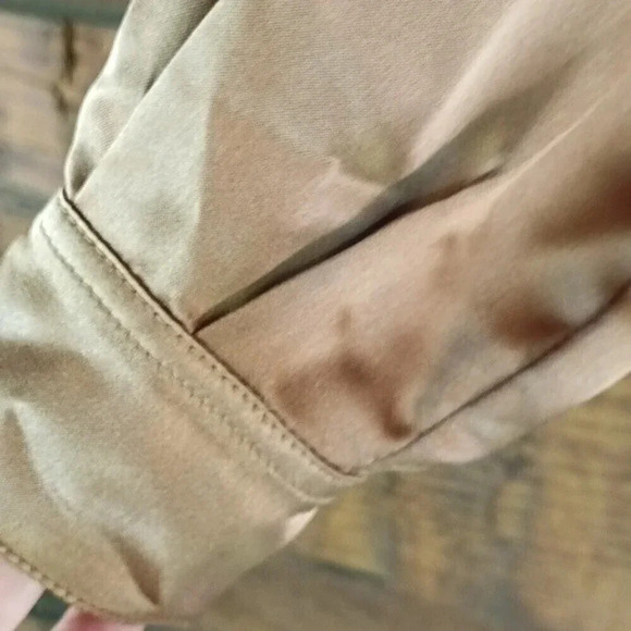 Vintage Jaeger London 80's banded gold/brown crossover  blouse - Picture 5 of 9